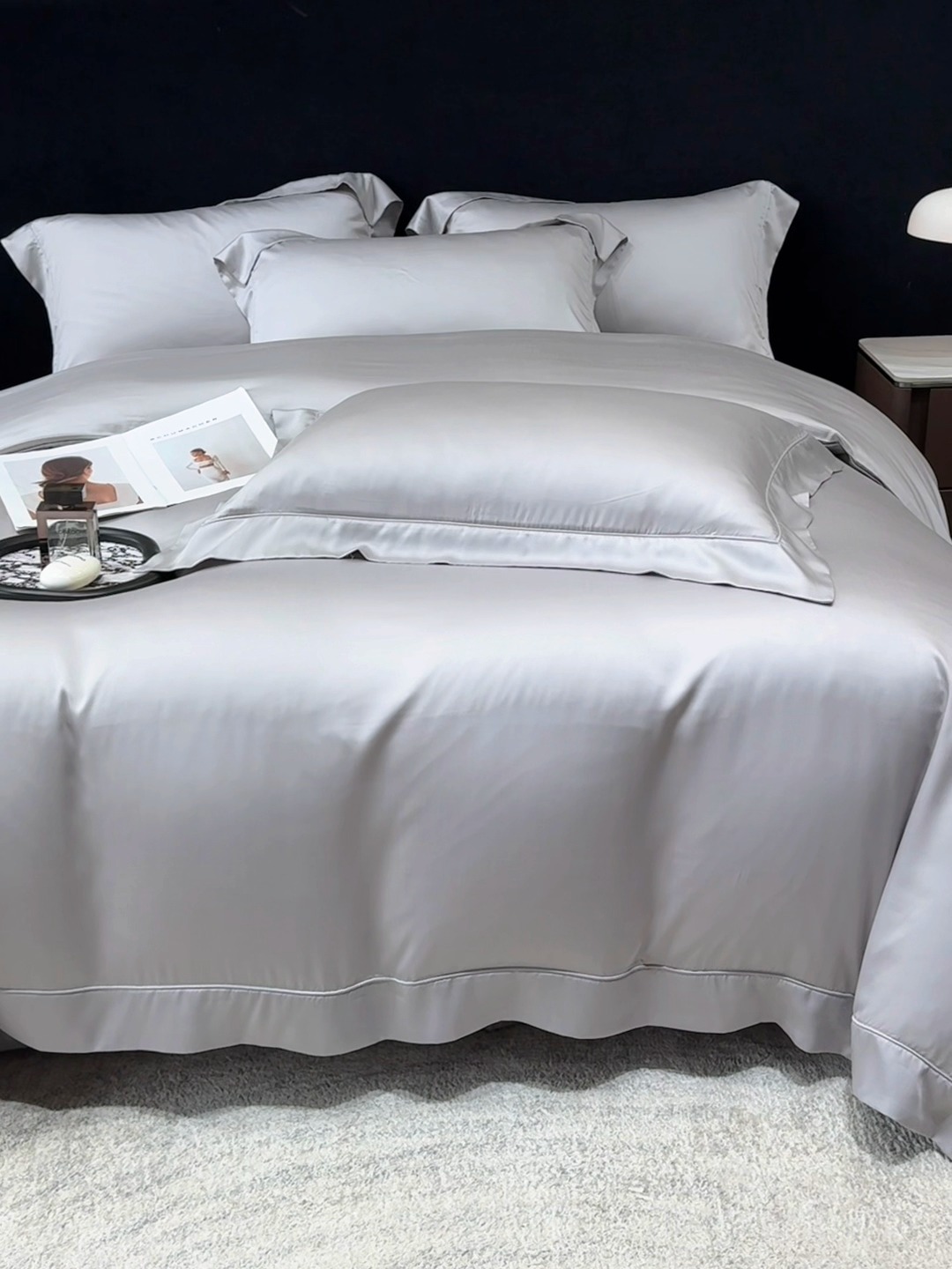 91家纺网 家纺一手货源 找家纺 （总）【兰精公司授权】星蕴家纺 2025新款奥地利兰精天丝莱赛尔纯色埋绳款四件套-莱恩