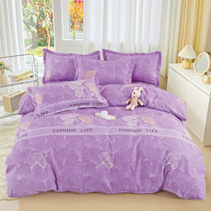 91家纺网 家纺一手货源 找家纺 （总）天之澜 2024新款植物羊绒简约斜纹磨毛四件套