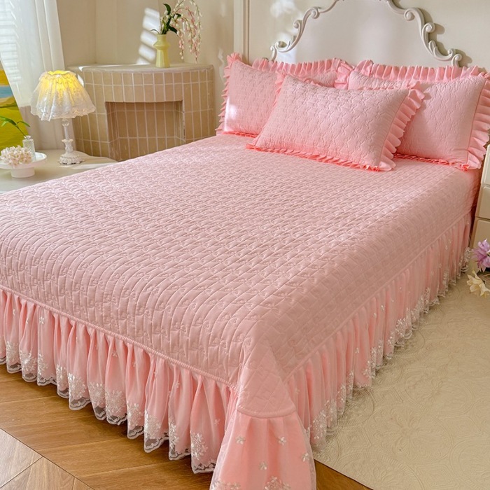 91家纺网 家纺一手货源 找家纺 苏米娜家纺 2025新款凉席席子凉席夏被夏凉被空调被四件套 0花夕-樱花粉