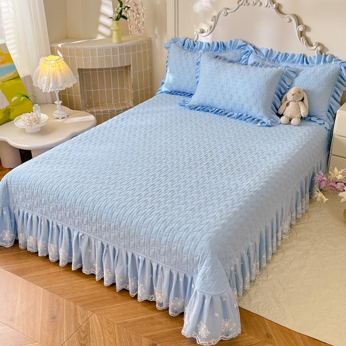 91家纺网 家纺一手货源 找家纺 苏米娜家纺 2025新款凉席席子凉席夏被夏凉被空调被四件套 花夕-婴儿蓝