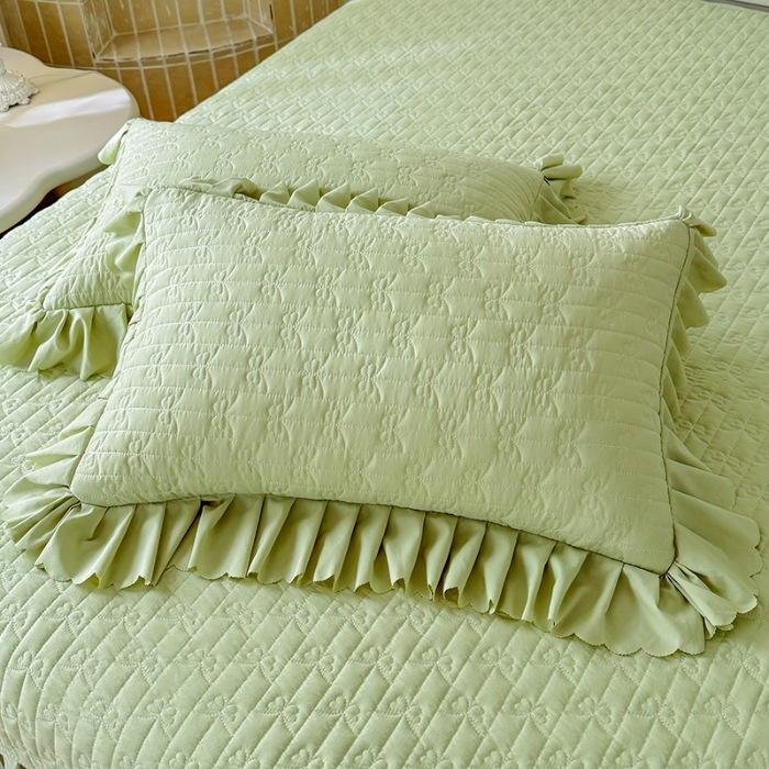 91家纺网 家纺一手货源 找家纺 苏米娜2025新款凉席席子凉席夏被夏凉被空调被四件套 花夕-嫩芽绿 