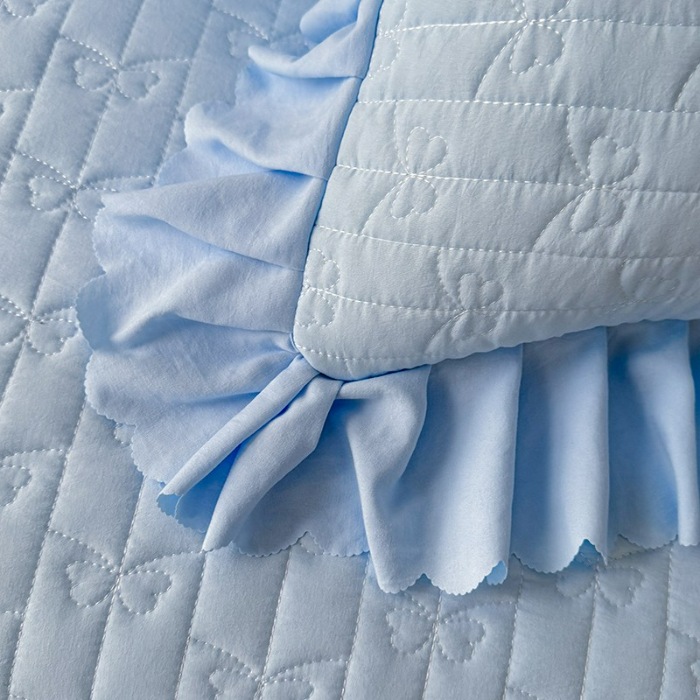 91家纺网 家纺一手货源 找家纺 苏米娜2025新款凉席席子凉席夏被夏凉被空调被四件套 花夕-婴儿蓝