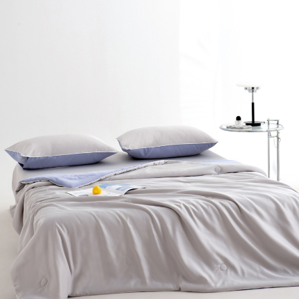 91家纺网 家纺一手货源 找家纺 （总）仁凯家纺 2025新款A类莱赛尔天丝纤维夏凉被双拼色（20%莱赛尔天丝纤维填充，包过检）【提供买家秀】