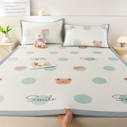 91家纺网 家纺一手货源 找家纺 （总）牵依 2025春夏新款A类碳光冰丝席凉感印花三明治凉席