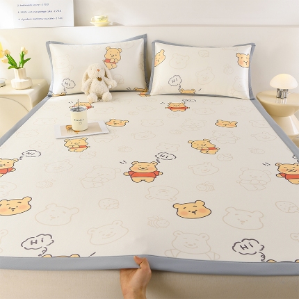 91家纺网 家纺一手货源 找家纺 （总）牵依 2025春夏新款A类碳光冰丝席凉感印花三明治凉席