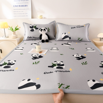 91家纺网 家纺一手货源 找家纺 （总）牵依 2025春夏新款A类碳光冰丝席凉感印花三明治凉席