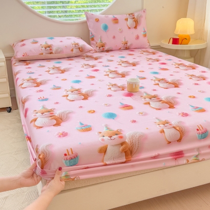 91家纺网 家纺一手货源 找家纺 （总）2025新款5D专版数码印花凉感磨毛单床笠 床笠三件套