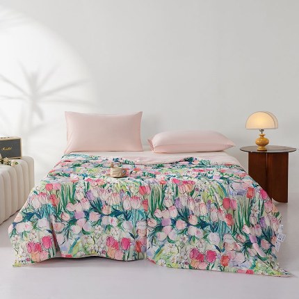 91家纺网 家纺一手货源 找家纺 （总）缔锦家纺 2025新款凉感丝印花夏被