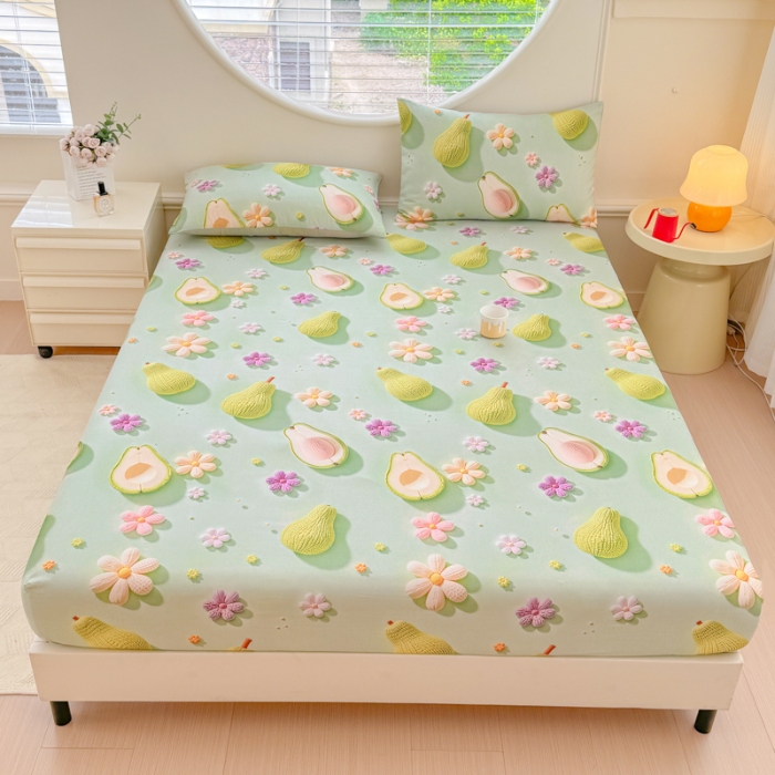 91家纺网 家纺一手货源 找家纺 （总）2025新款5D专版数码印花凉感磨毛单床笠 床笠三件套