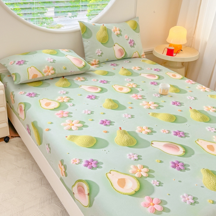 91家纺网 家纺一手货源 找家纺 （总）2025新款5D专版数码印花凉感磨毛单床笠 床笠三件套