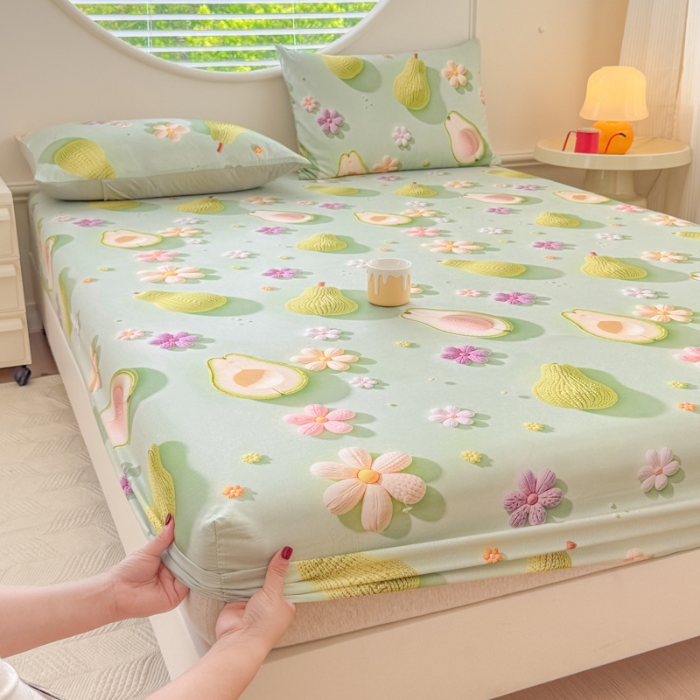 91家纺网 家纺一手货源 找家纺 （总）2025新款5D专版数码印花凉感磨毛单床笠 床笠三件套