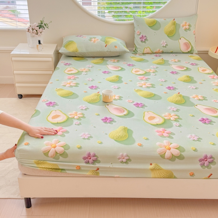 91家纺网 家纺一手货源 找家纺 （总）2025新款5D专版数码印花凉感磨毛单床笠 床笠三件套