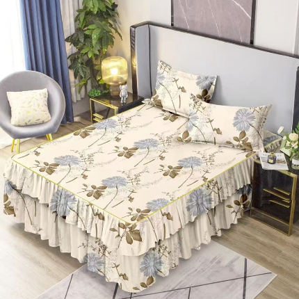 91家纺网 家纺一手货源 找家纺 （总）优家居 2025新款芦荟棉床裙三件套