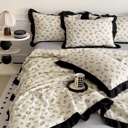 91家纺网 家纺一手货源 找家纺 （总）乐沐家纺 2025新款法式花边夏被四件套