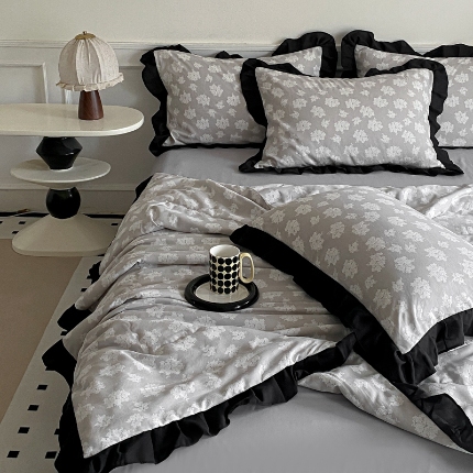 91家纺网 家纺一手货源 找家纺 （总）乐沐家纺 2025新款法式花边夏被四件套