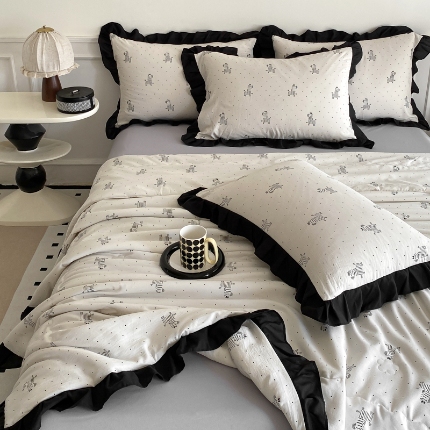 91家纺网 家纺一手货源 找家纺 （总）乐沐家纺 2025新款法式花边夏被四件套