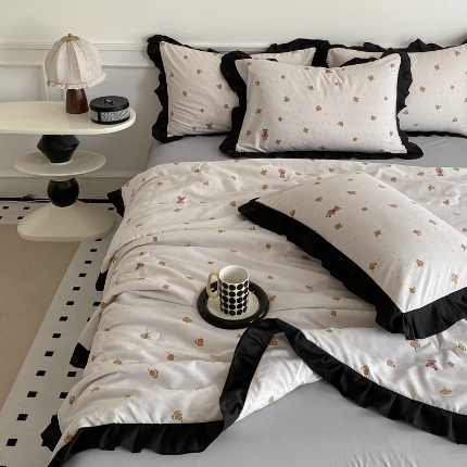 91家纺网 家纺一手货源 找家纺 （总）乐沐家纺 2025新款法式花边夏被四件套