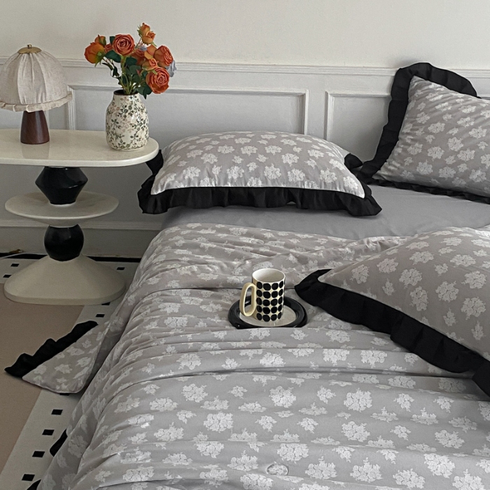 91家纺网 家纺一手货源 找家纺 （总）乐沐家纺 2025新款法式花边夏被四件套