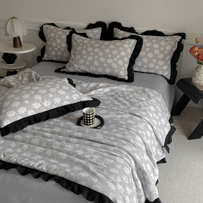 91家纺网 家纺一手货源 找家纺 （总）乐沐家纺 2025新款法式花边夏被四件套