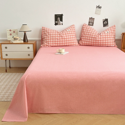 91家纺网 家纺一手货源 找家纺 （总）色织全棉四件套2025款纯色单品系列单床单