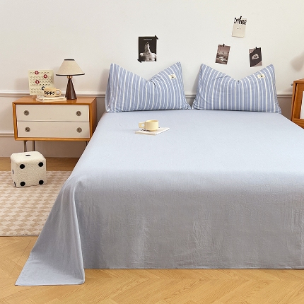 91家纺网 家纺一手货源 找家纺 （总）色织全棉四件套2025款纯色单品系列单床单