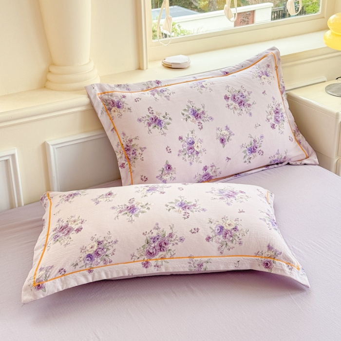 91家纺网 家纺一手货源 找家纺 （总）【苏东来】2025小清新韩版印花蕾丝花边皱皱棉工艺款拼接单夏被四件套韩式赫本碎花荷叶边夏凉被子空调被双人春秋被可水洗