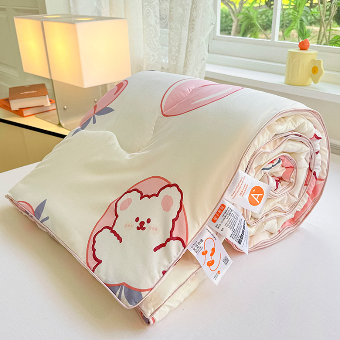 91家纺网 家纺一手货源 找家纺 友承家纺 2025新款A类母婴级大豆夏被夏凉被空调被 桃桃熊