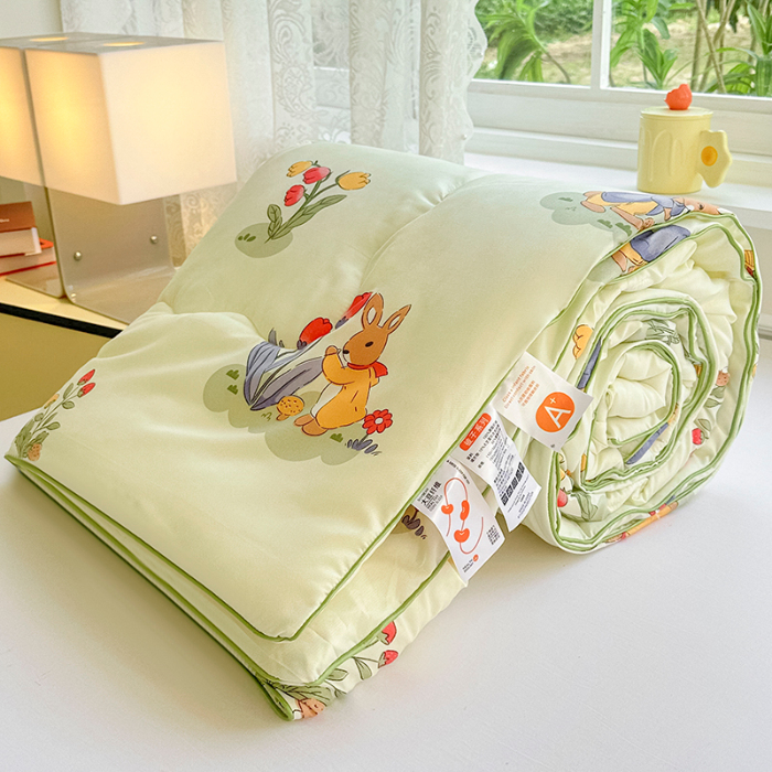 91家纺网 家纺一手货源 找家纺 友承家纺 2025新款A类母婴级大豆夏被夏凉被空调被 花丛兔