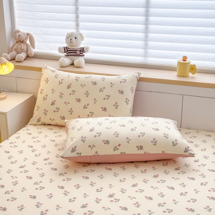 91家纺网 家纺一手货源 找家纺 （总）2025新款针织棉双层纱印花单床笠 床笠三件套