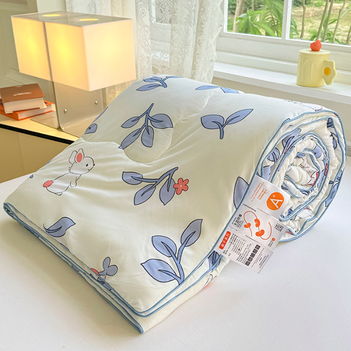 91家纺网 家纺一手货源 找家纺 友承家纺 2025新款A类母婴级大豆夏被夏凉被空调被 花园小兔