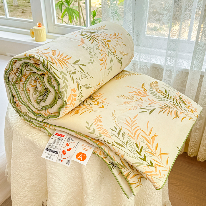 91家纺网 家纺一手货源 找家纺 友承家纺 2025新款A类母婴级大豆夏被夏凉被空调被 芳草