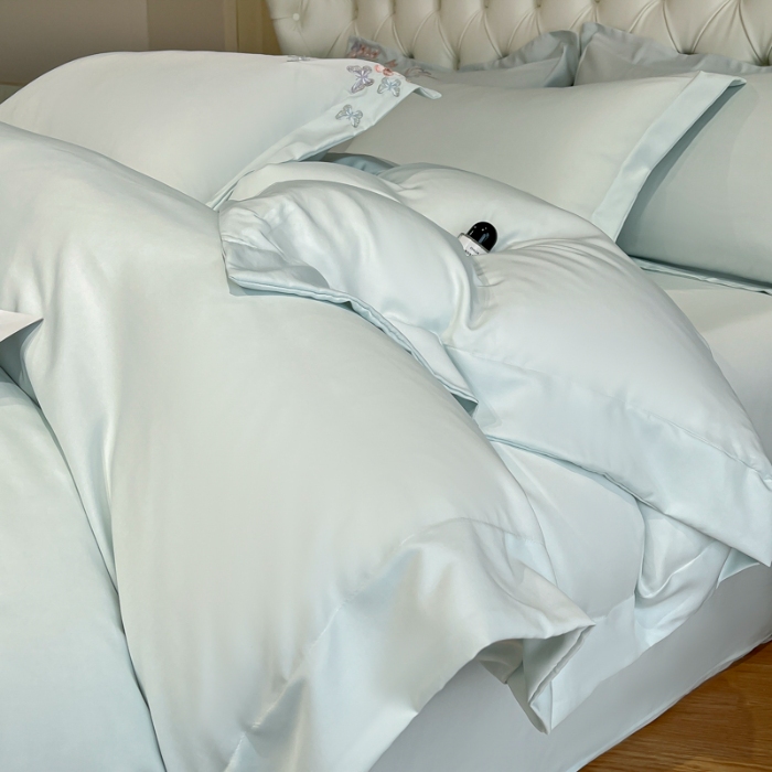 91家纺网 家纺一手货源 找家纺 （总）新方向 2025新款天丝刺绣大宽边工艺四件套-蝶恋 直播首选（纸盒包装）