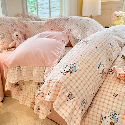 （总）经年家纺 2025新款韩版花边云朵棉四件套