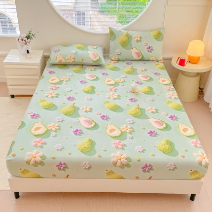 91家纺网 家纺一手货源 找家纺 （总）2025新款5D专版数码印花凉感磨毛单床笠 床笠三件套