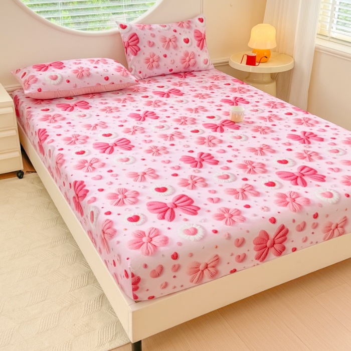 91家纺网 家纺一手货源 找家纺 （总）2025新款5D专版数码印花凉感磨毛单床笠 床笠三件套