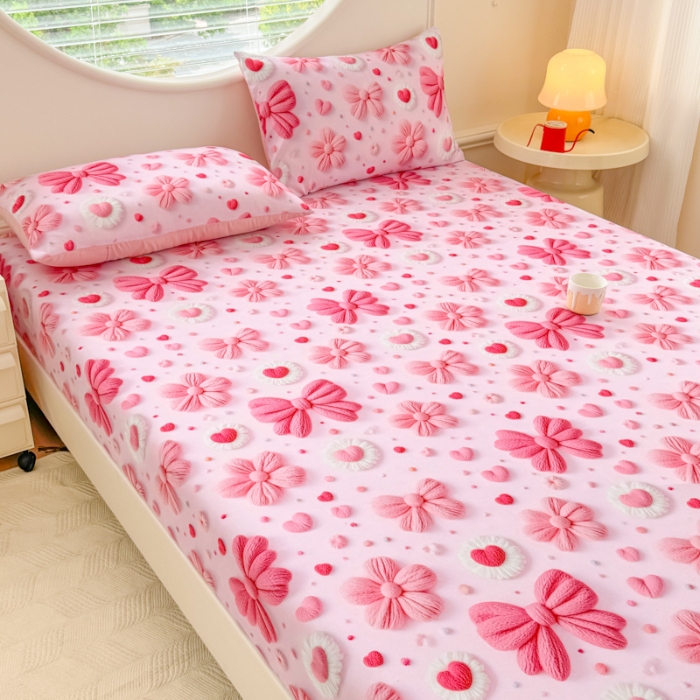 91家纺网 家纺一手货源 找家纺 （总）2025新款5D专版数码印花凉感磨毛单床笠 床笠三件套