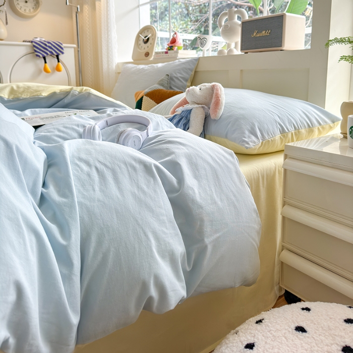 91家纺网 家纺一手货源 找家纺 （总）沐芷2024纯色105g水洗磨毛床单四件套三件套被套---