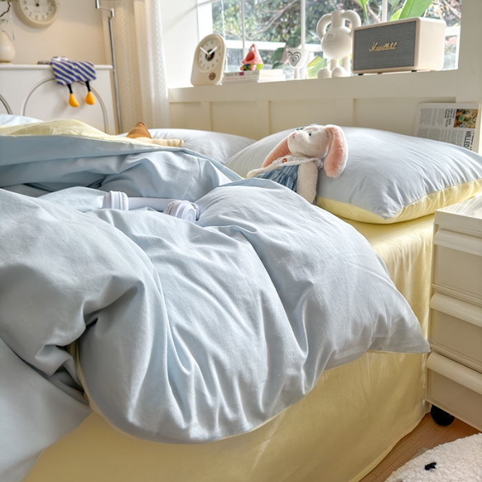 91家纺网 家纺一手货源 找家纺 （总）沐芷2024纯色105g水洗磨毛床单四件套三件套被套---