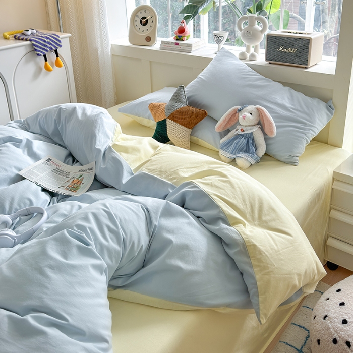 91家纺网 家纺一手货源 找家纺 （总）沐芷2024纯色105g水洗磨毛床单四件套三件套被套---