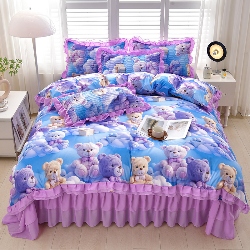 91家纺网 家纺一手货源 找家纺 （总）三友家纺 新款5D印花蕾丝花边床盖四件套（被套款 夏被款）,5D-熊猫,5D-薰衣草,5D-小狗,5D-粉熊,5D-彩虹,5D-草莓,5D-蝴蝶,5D-小兔,5D-小熊,5D-郁金香