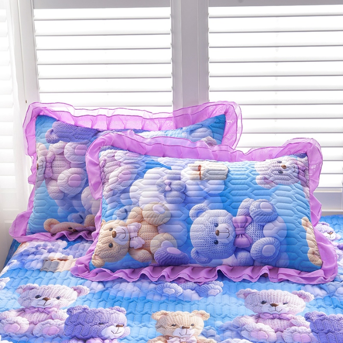 91家纺网 家纺一手货源 找家纺 （总）三友家纺 新款5D印花蕾丝花边床盖四件套（被套款 夏被款）