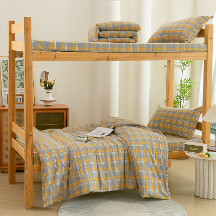 91家纺网 家纺一手货源 找家纺 （总）喜四方 2025新款全棉色织水洗棉学生三件套