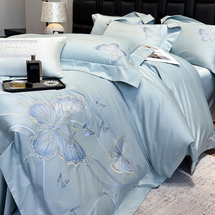 91家纺网 家纺一手货源 找家纺 （总）星蕴家纺 2025新款新款全棉刺绣四件套-露娜【高档礼盒包装】