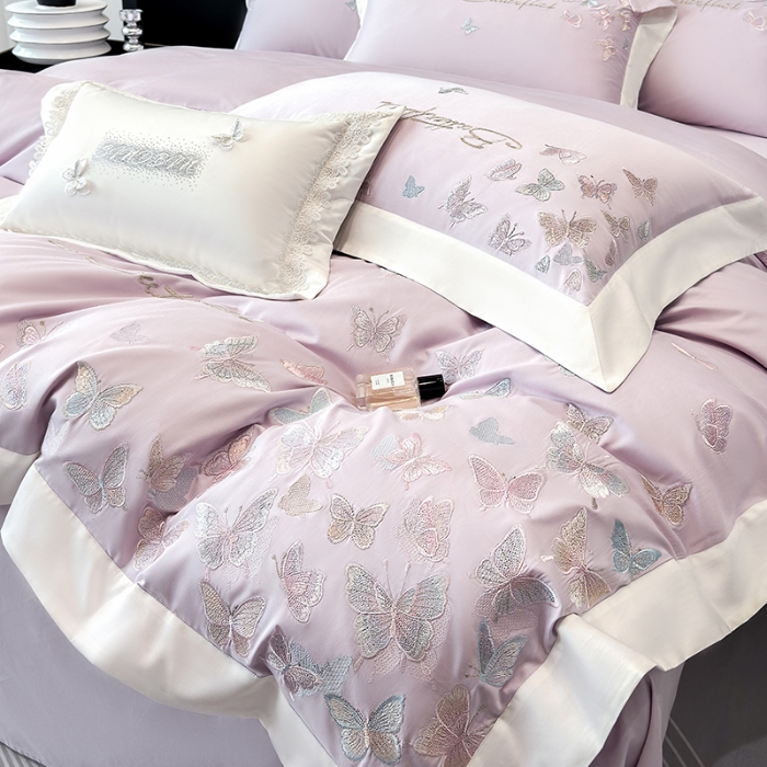 91家纺网 家纺一手货源 找家纺 （总）春夏新品50*50S贡缎长绒棉刺绣四件套纯棉床单床笠高档礼盒装