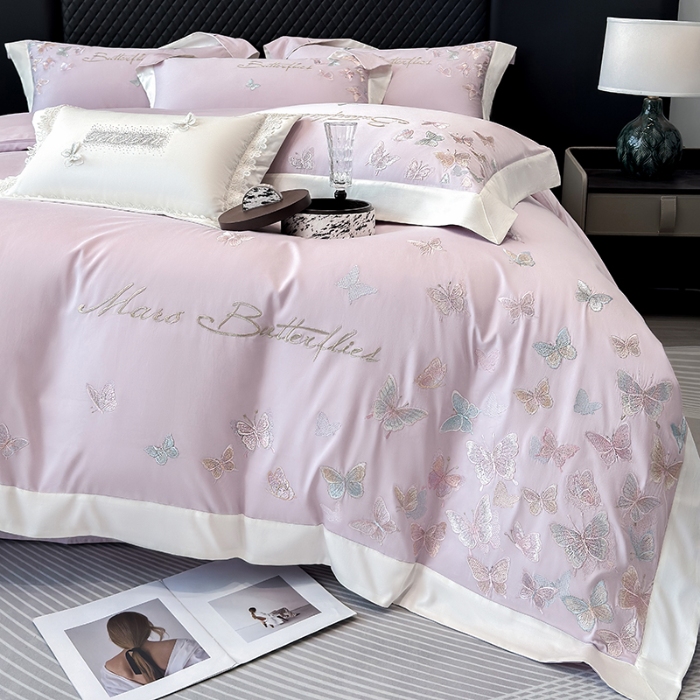 91家纺网 家纺一手货源 找家纺 （总）春夏新品50*50S贡缎长绒棉刺绣四件套纯棉床单床笠高档礼盒装