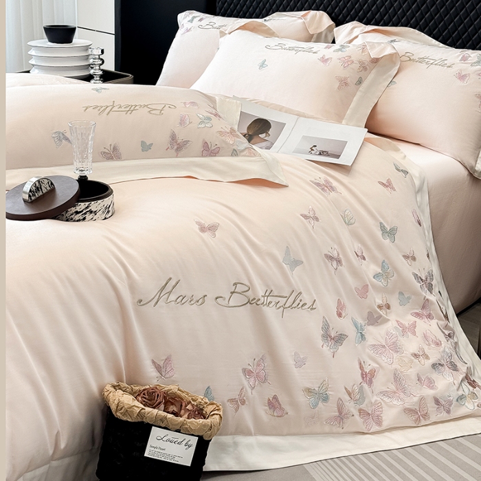 91家纺网 家纺一手货源 找家纺 （总）春夏新品50*50S贡缎长绒棉刺绣四件套纯棉床单床笠高档礼盒装