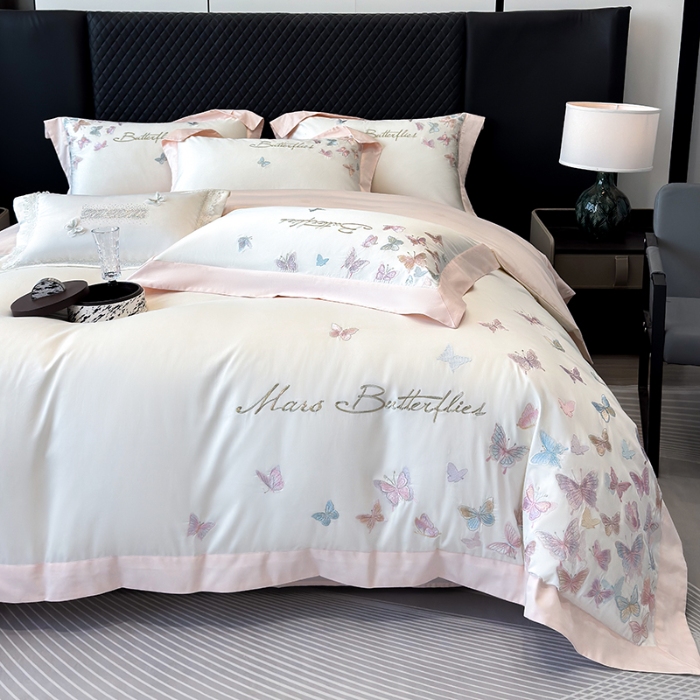 91家纺网 家纺一手货源 找家纺 （总）春夏新品50*50S贡缎长绒棉刺绣四件套纯棉床单床笠高档礼盒装