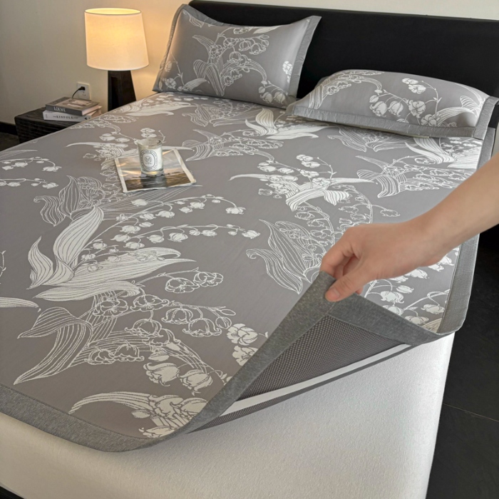 91家纺网 家纺一手货源 找家纺 （总）新方向 2025新款 专版花型 A类PE提花凉席-蕙质兰心