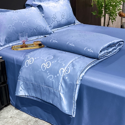 91家纺网 家纺一手货源 找家纺 （总）经年 2025年新 水洗真丝冰丝天丝提花夏被四件套 洛克系列