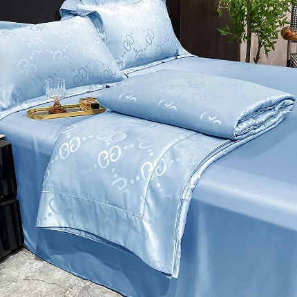 91家纺网 家纺一手货源 找家纺 （总）经年 2025年新 水洗真丝冰丝天丝提花夏被四件套 洛克系列